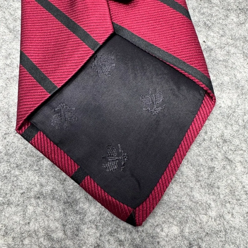 Brooks Brothers 346 Pure Silk Necktie Burgundy Black Striped Men's Tie